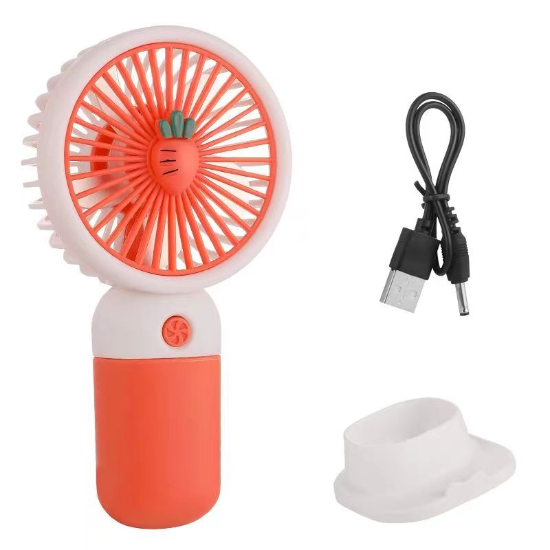 Cute vegetable and fruit handheld portable mini fan with mobile phone holder function charging fan, suitable for outdoor or indoor student dormitory office desks.. 