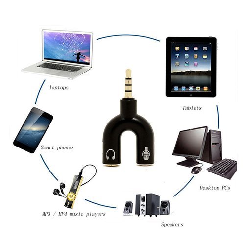 U-Shape Smartphone 3.5mm Audio Splitter For Headphone And Microphone. 