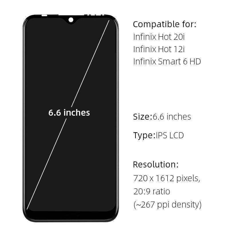 ALLPARTS IPS Display for Infinix 20i Hot 12i / Smart 6 HD LCD Touch Screen (6.6/720x1612). 