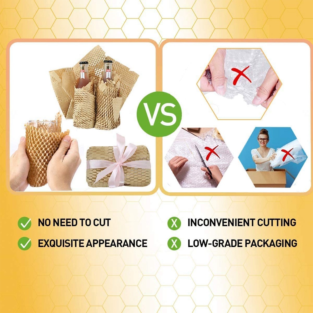 1 Roll Recycled Packing Paper 12Inch x 33FT Eco Honeycomb Paper for Moving Packaging Wrap Recyclable Cushion Material. 