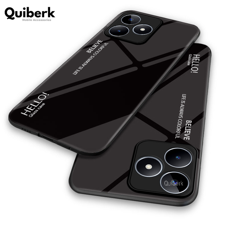 Quiberk for Realme C51 / C53 / Note 50 Tempered Glass Hard Case Gradient Color Back + Soft Frame Shockproof Phone Cover