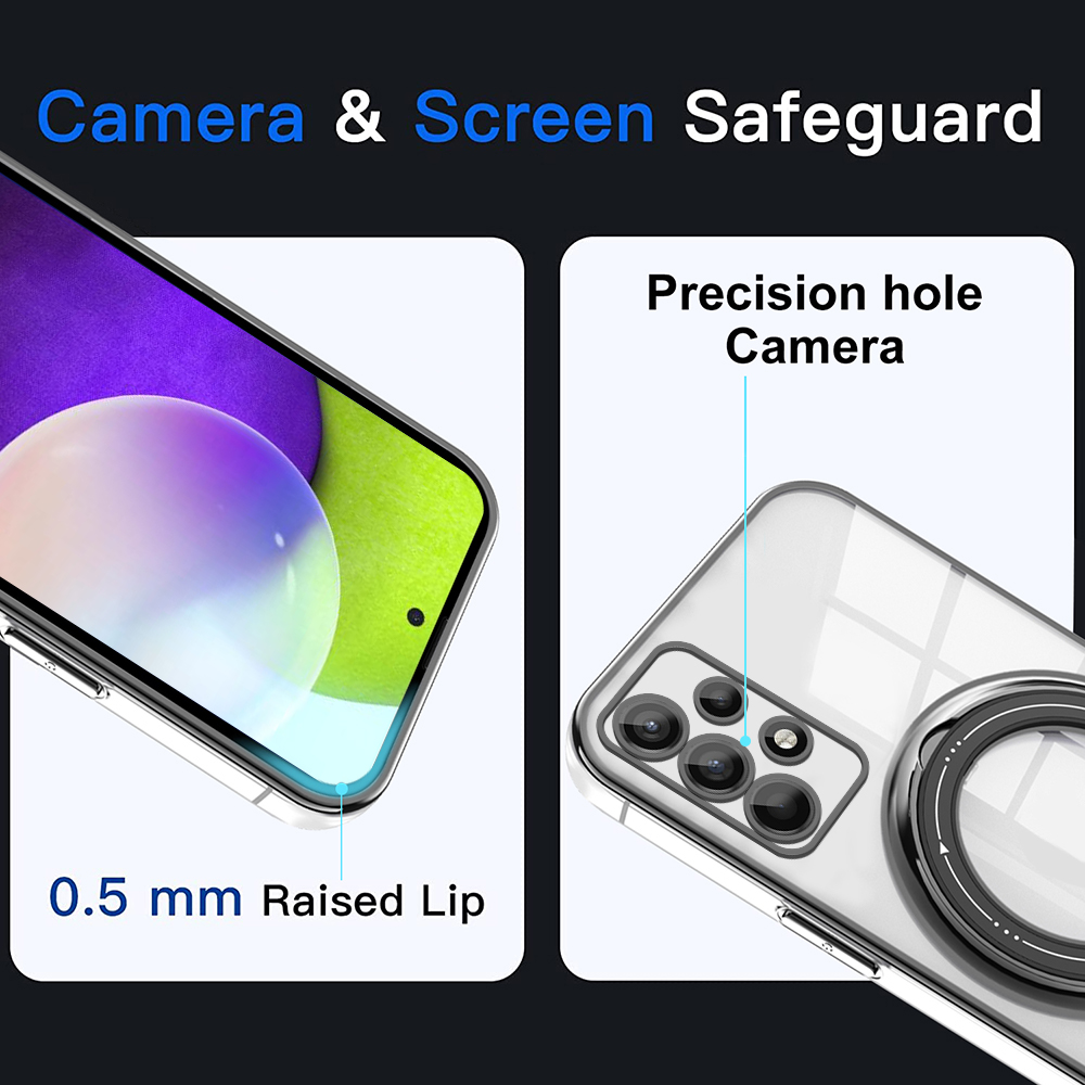 Relaxtoo For Samsung Galaxy A52 5G 4G and Samsung Galaxy A52s 5G Magsafe Magnetism Plating Bracket Back Cover For SamsungA52 GalaxyA52 SamsungA52s GalaxyA52s Portability Ring Stand Impact Resistant Case. 