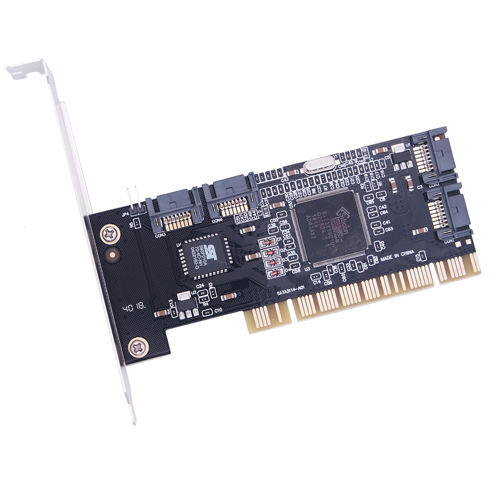 4 Ports PCI SATA Raid Controller Internal Expansion Card with Two Sata Cables, for Desktop PC,Support SATA Hard Drive. 