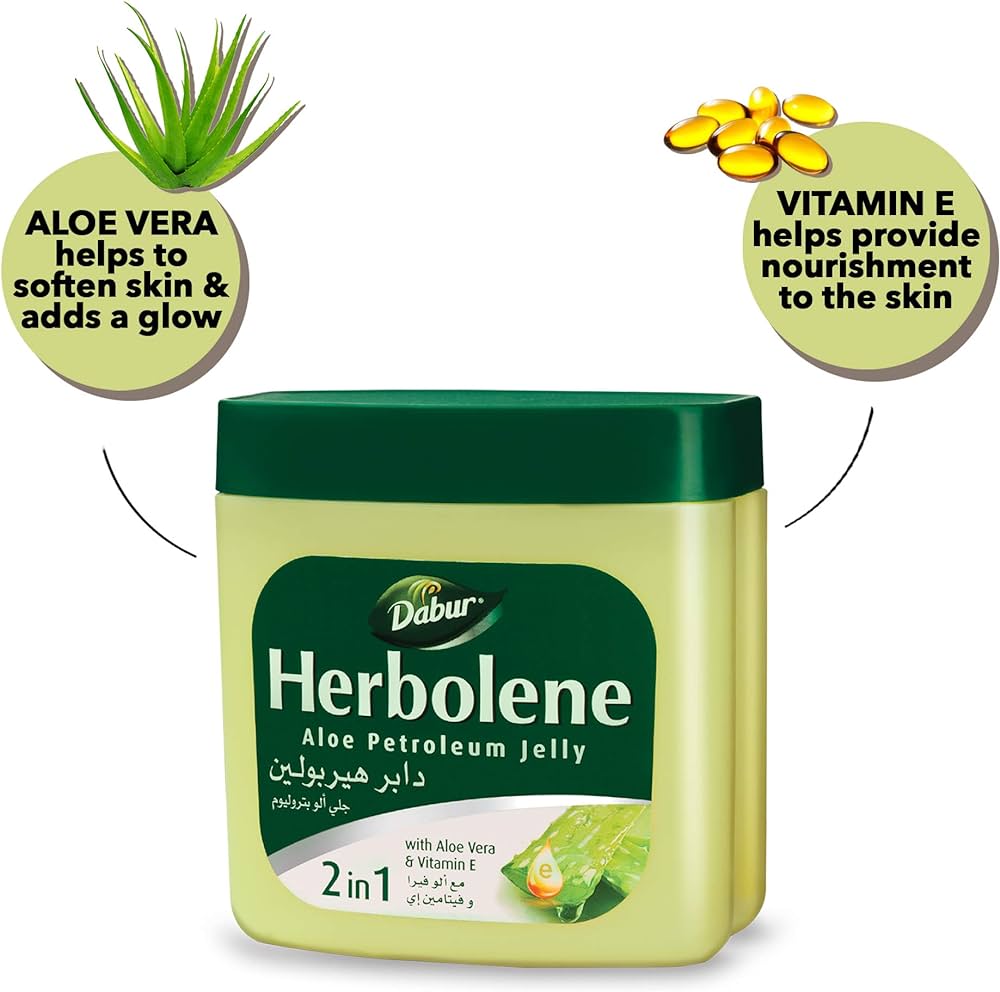 International UAE Product Skin care Dabur Herbolene Aloe Petroleum jelly white used for male/female - 425 ml