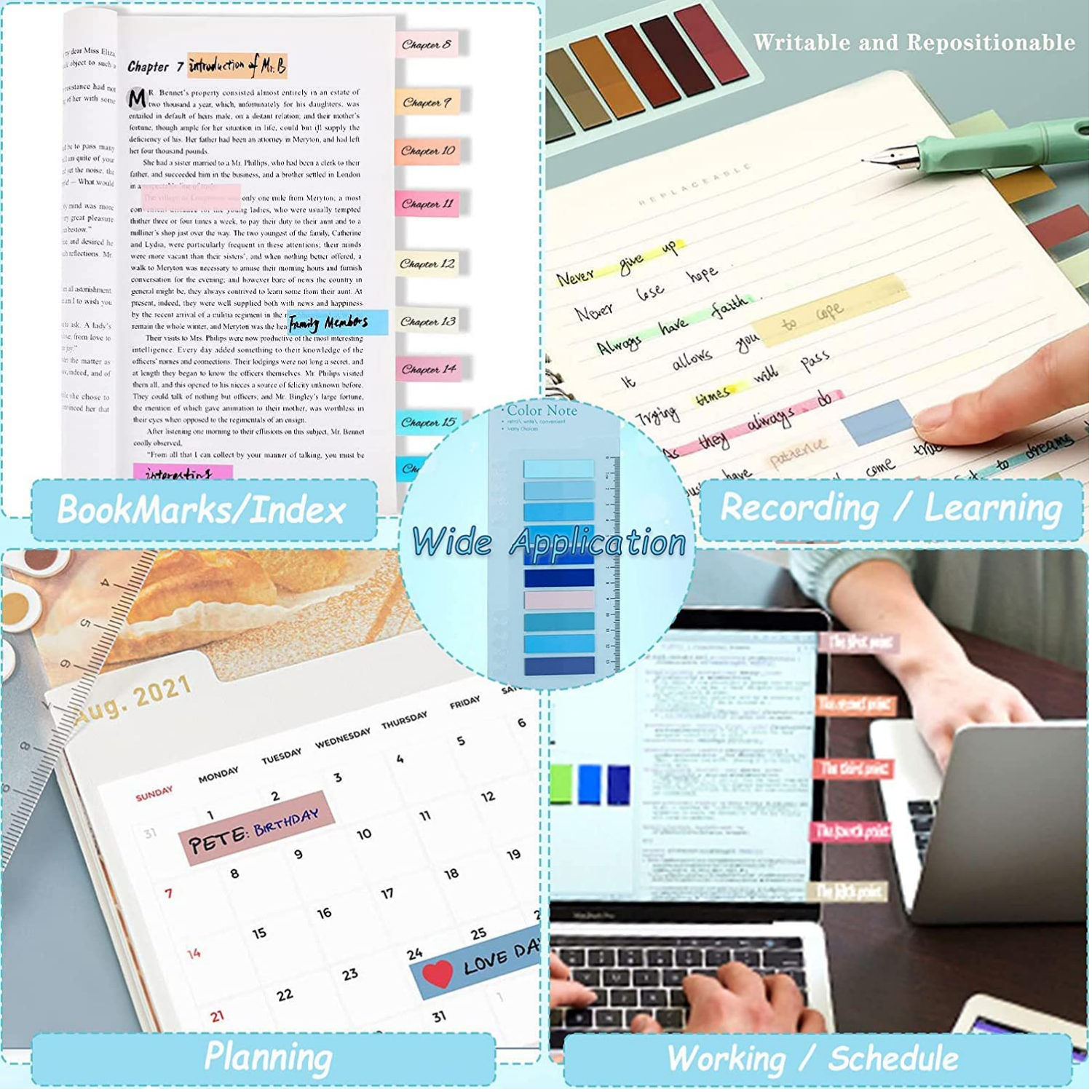 Morandi European 200 Tabs and Transparent Sticky Notes. 