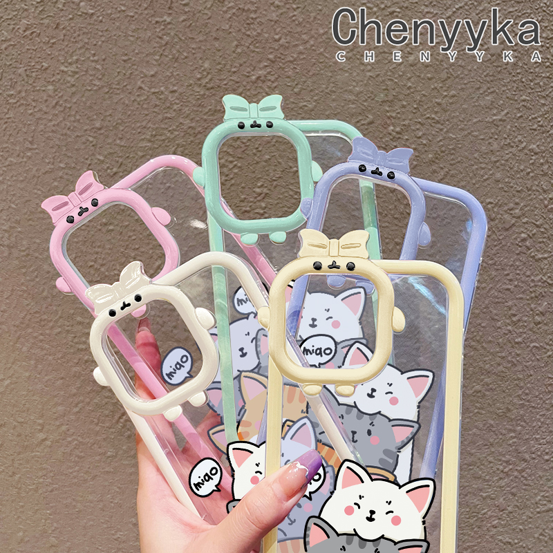 Chenyyka For iPhone X Xs Xr Xs Max Case Cartoon Cute Cat Little Monster Camera Lens Soft Clear Shockproof Phone Cases Simple Transparent Back Cover Silicone Protective Case. 