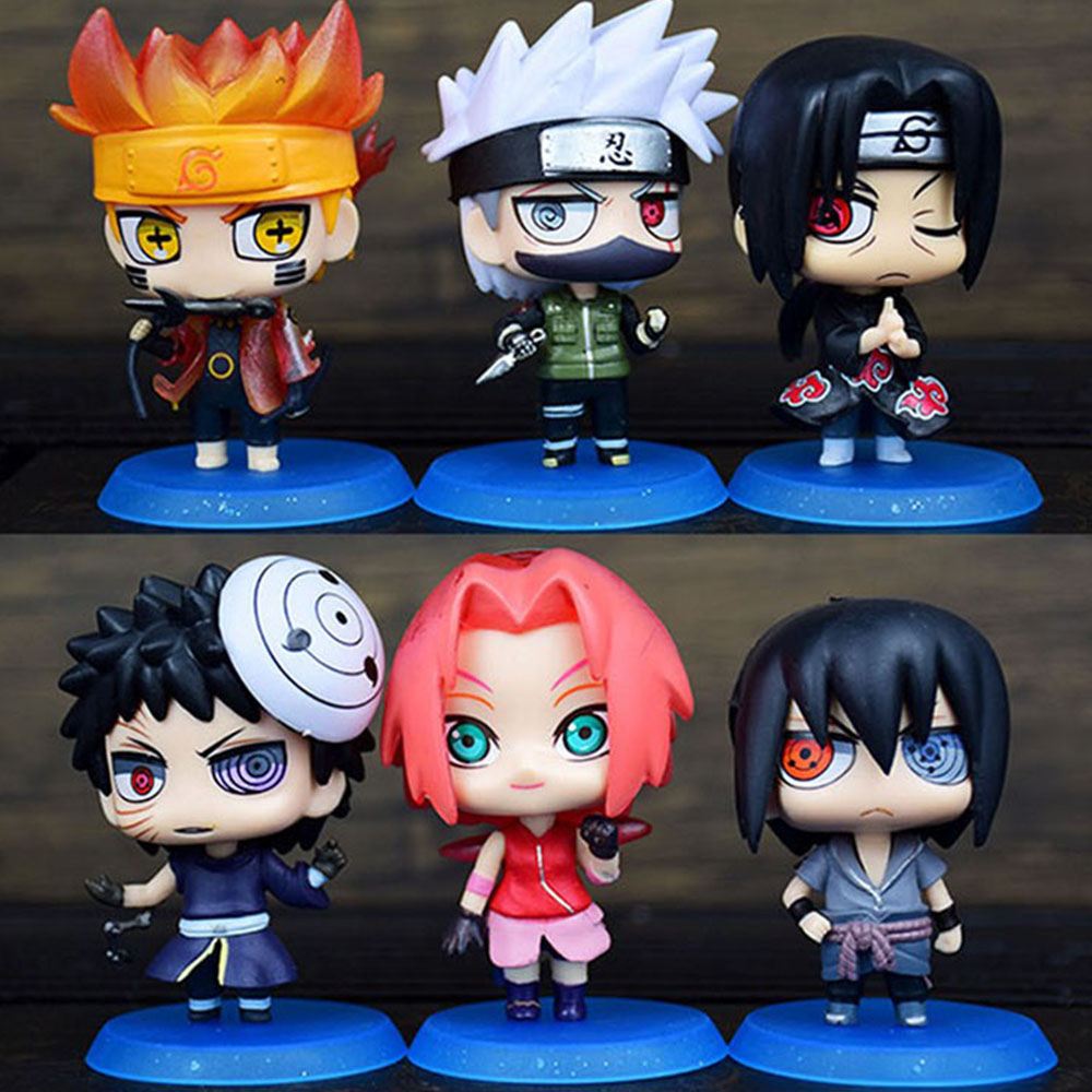 Hot 6pcs/set Naruto Shippuden Anime figure Hinata Sasuke Itachi Kakashi Obito action Figures Q Version PVCToys Dolls Kid Gift. 