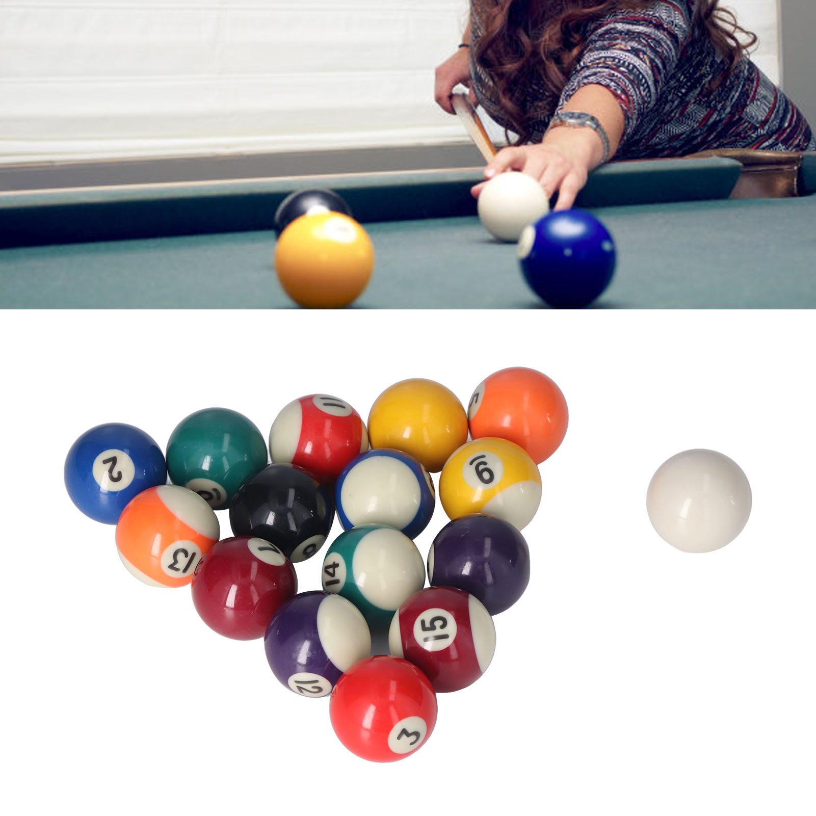16pcs Mini Pool Balls American Style Multiple Colors 1.5inch Resin Pool Table Balls for Game Rooms Recreation Games