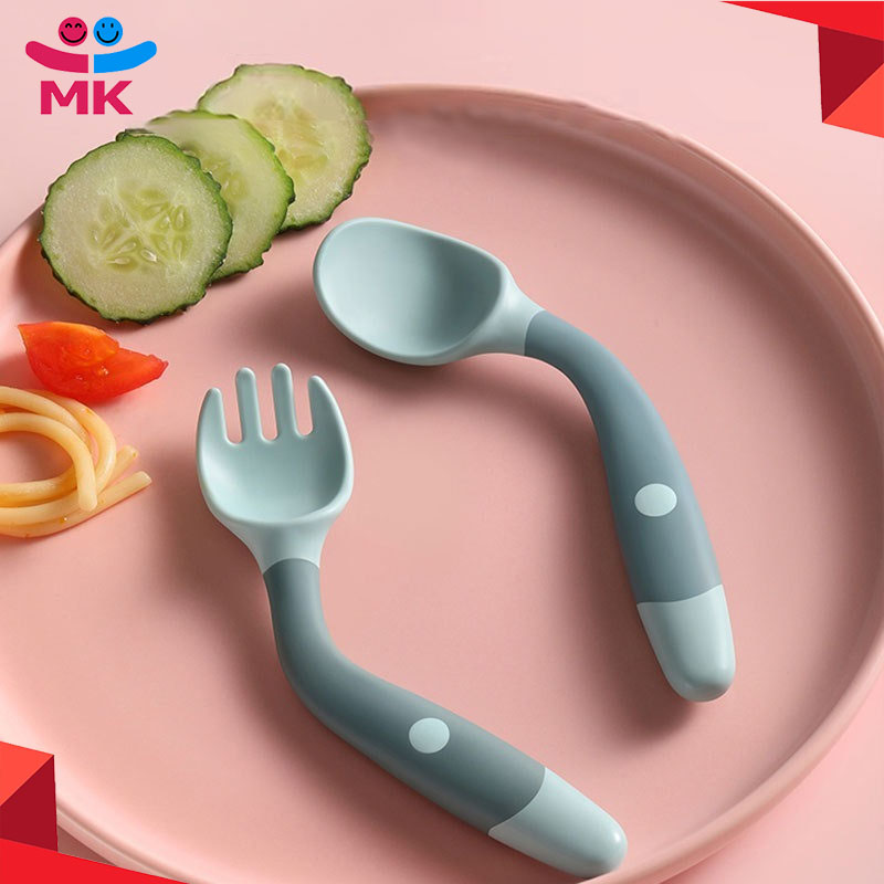 Silicone Baby Bendable Spoon Fork Utensils Set Kids Eating Training Auxiliary Food Toddler Twist Spoon Infant Children Tableware