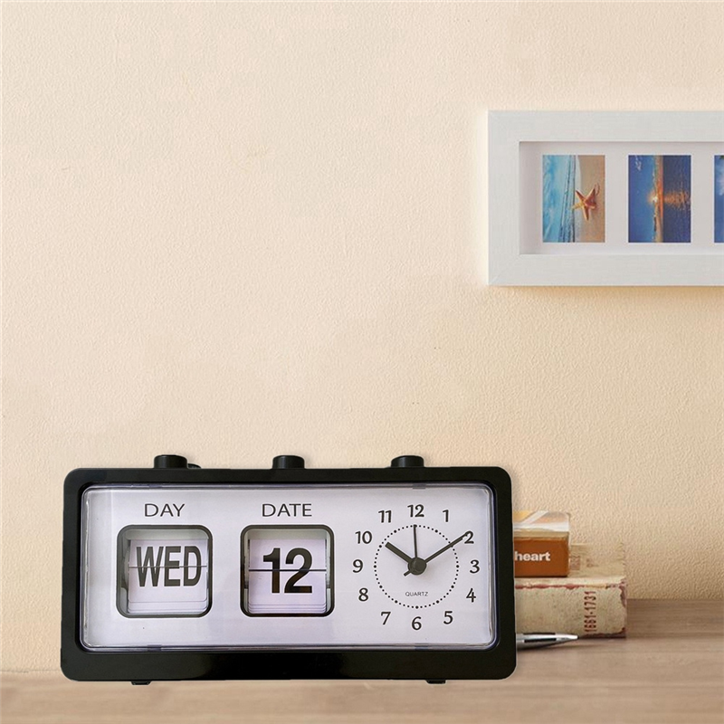 Mechanical Alarm Clock Novelty Flip Clock Desktop Digital Clock,Black. 