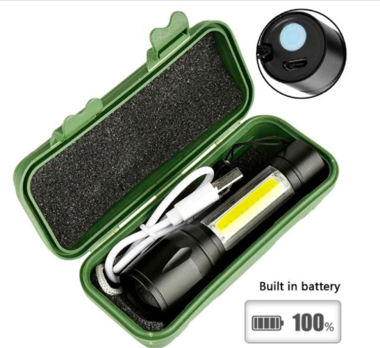 Multi Functional Usb Rechargeable LED Mini Flashlight - ips. 