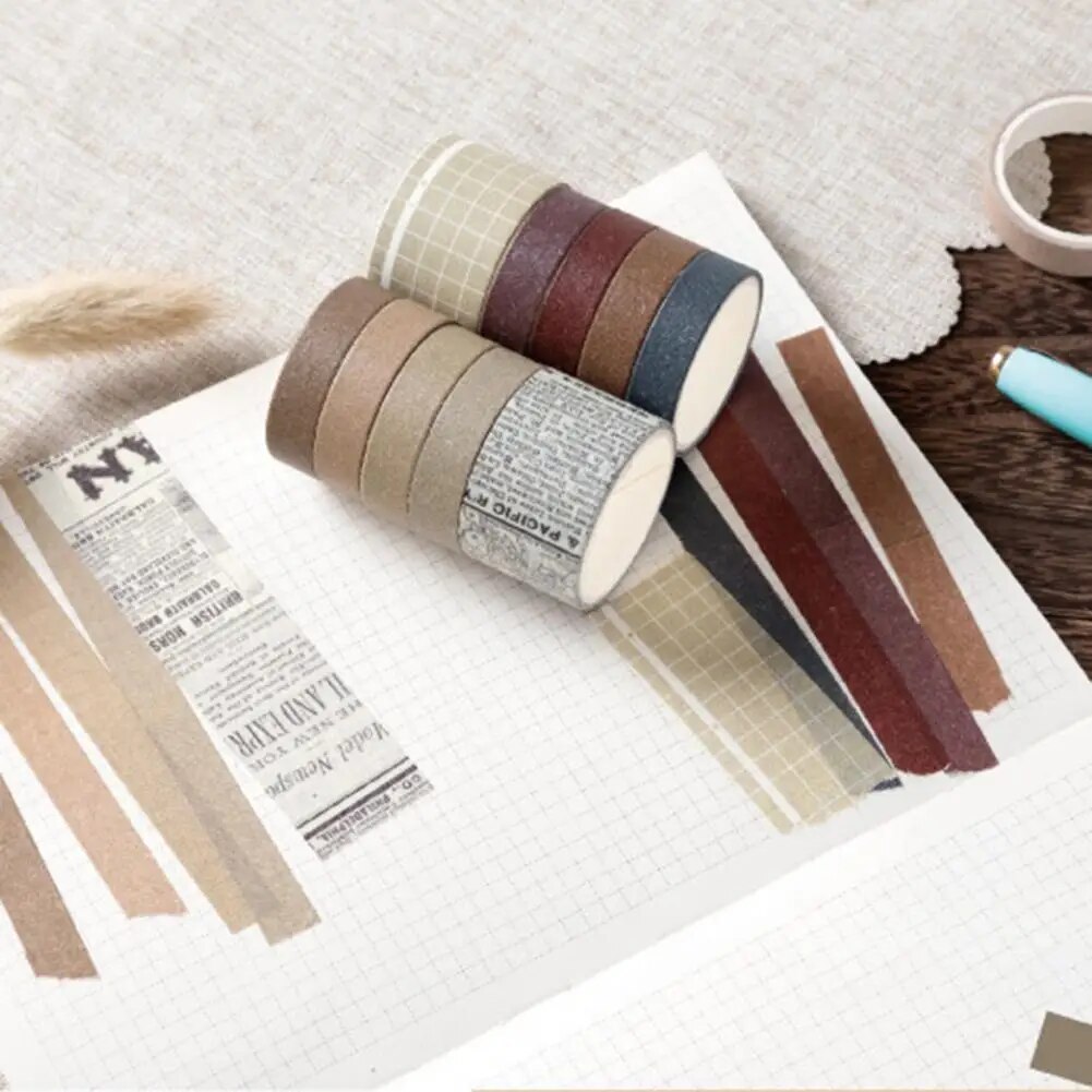 1 Set Solid Color Washi Tape Set Kawaii Grid Masking Tape Decorative Adhesive Tape Sticker Scrapbooking Diary Stationery. 