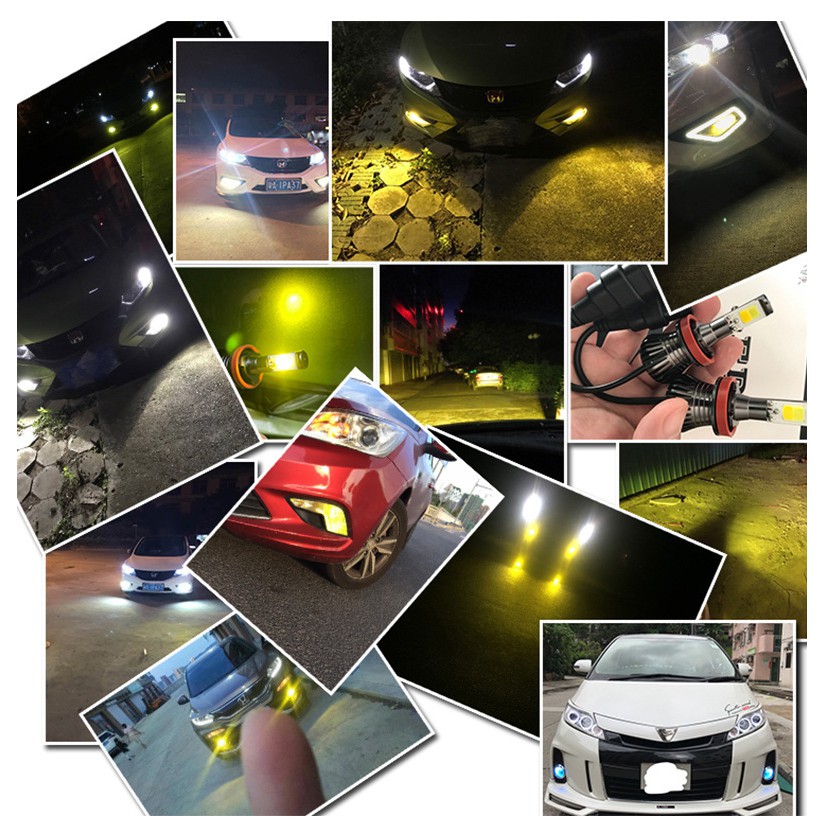 2piece Car LED Fog lamp Dual Colors fog light headlight headlamp H3 H7 H11 9005 881 H4 H8 H16 9006 HB3 HB4 880 881 H27 H1. 