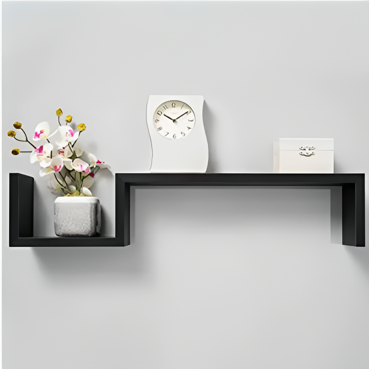 Gatton Design Floating Shelves Black Wall Mounted S Shape Design Shelves for Wall Wall Shelves for Bedroom, Living Room, Bathroom & Kitchen Floating Shelf Preassembled Decor Wall Shelf
