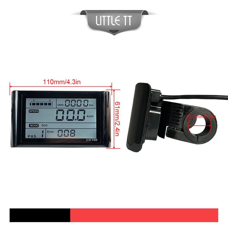 Ebike SW900 LCD Display Meter Control Electric Bicycle Speed Meter Control/Setting 24-72V. 