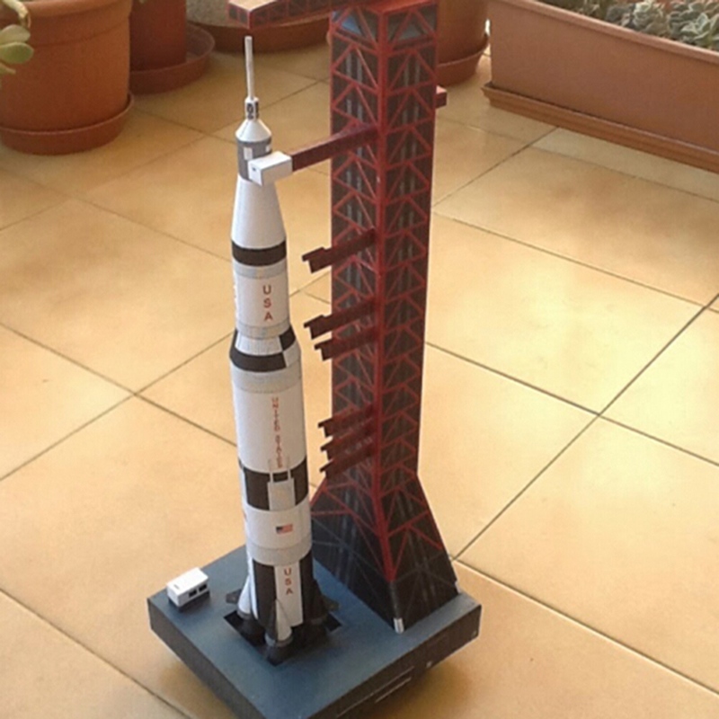 1:300 Saturn V Rocket Paper Model DIY Puzzle Manual Space 3D Origami Paper Toy. 