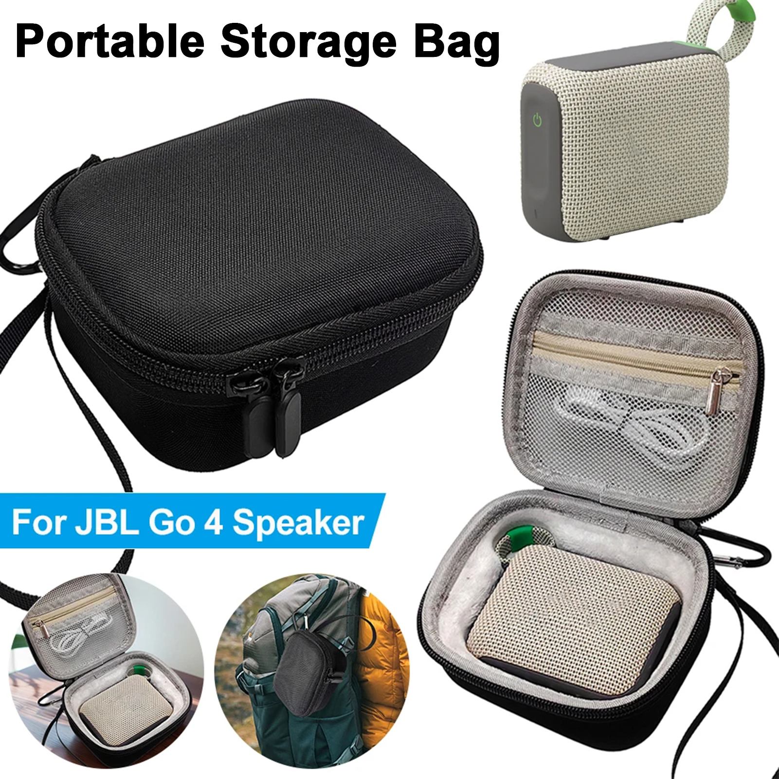 Prism Hard Carrying Case Shockproof Hard Case for Jbl Go4 Portable Speaker Durable Storage Box with Zipper Closure Mesh Pocket Impact Resistant Carrying Case for Ultimate Protection Storage Bag. 