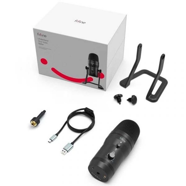 FIFINE K690 USB Microphone (Blue Yeti Killer) With 4 Polar Patterns, Gain Dials, Live Monitoring & A Mute Button. 