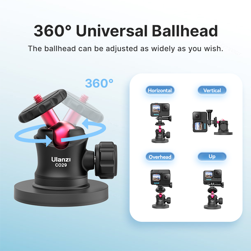 Ulanzi C029 Magnetic Tripod Ball Head Cloud Terrace for Gopro 7 8 9 10 11 12 Smartphone Action Camera Base Mount Superman. 