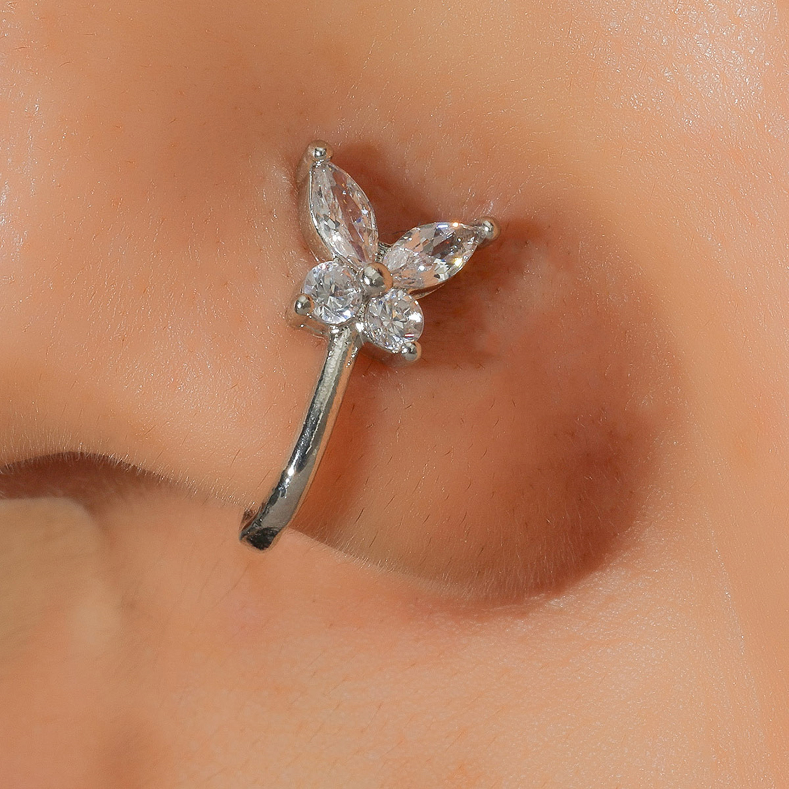 Non Piercing Nose Ring Indian Style Simple Shiny Nose Stud. 