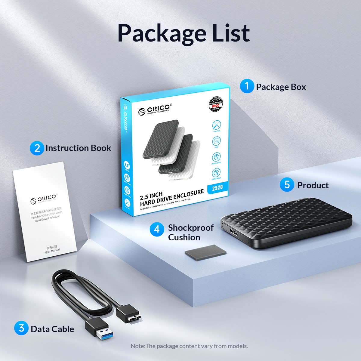 Orico 2520U3 2.5 inch USB 3.0 SATA HDD & SSD Enclosure. 