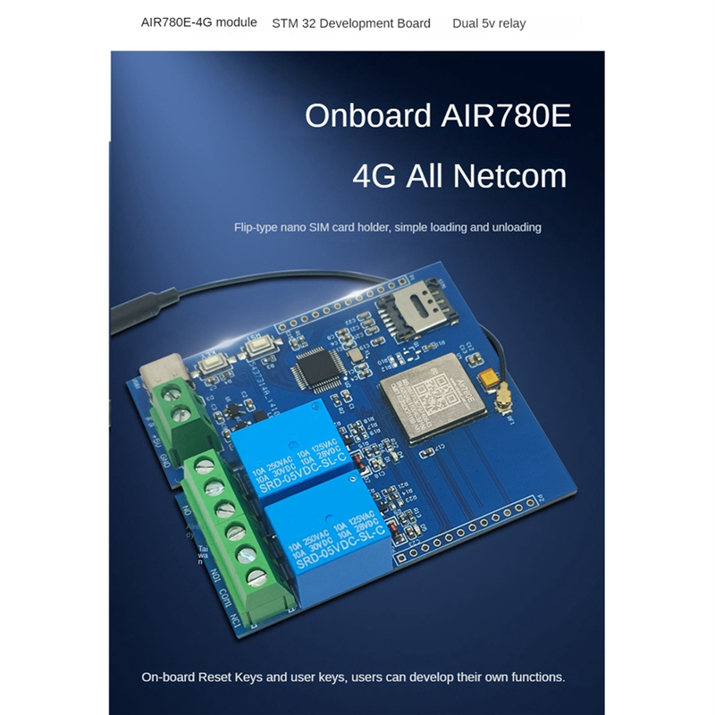 DC 5V STM32 4G Networked Dual-Way Relay Relay Development Board Onboard AIR780E Module I/O Port STM32 Development Board. 