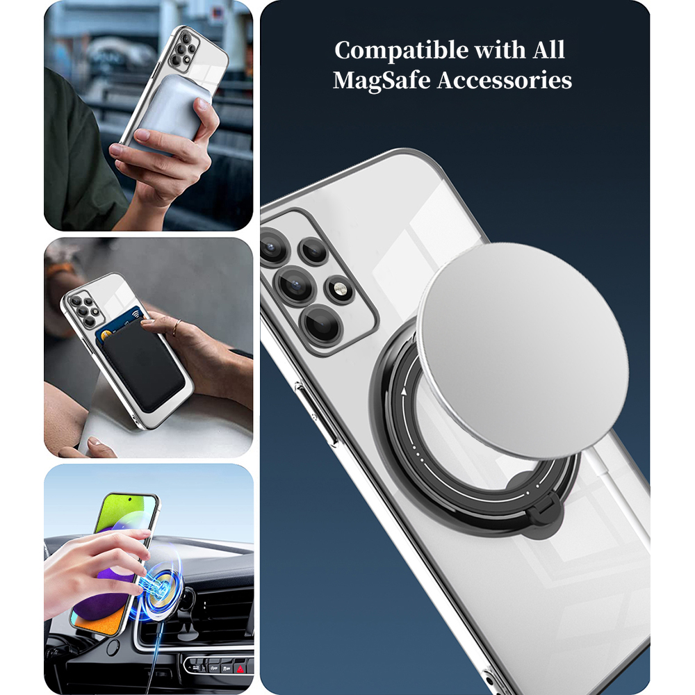 Relaxtoo For Samsung Galaxy A52 5G 4G and Samsung Galaxy A52s 5G Magsafe Magnetism Plating Bracket Back Cover For SamsungA52 GalaxyA52 SamsungA52s GalaxyA52s Portability Ring Stand Impact Resistant Case. 