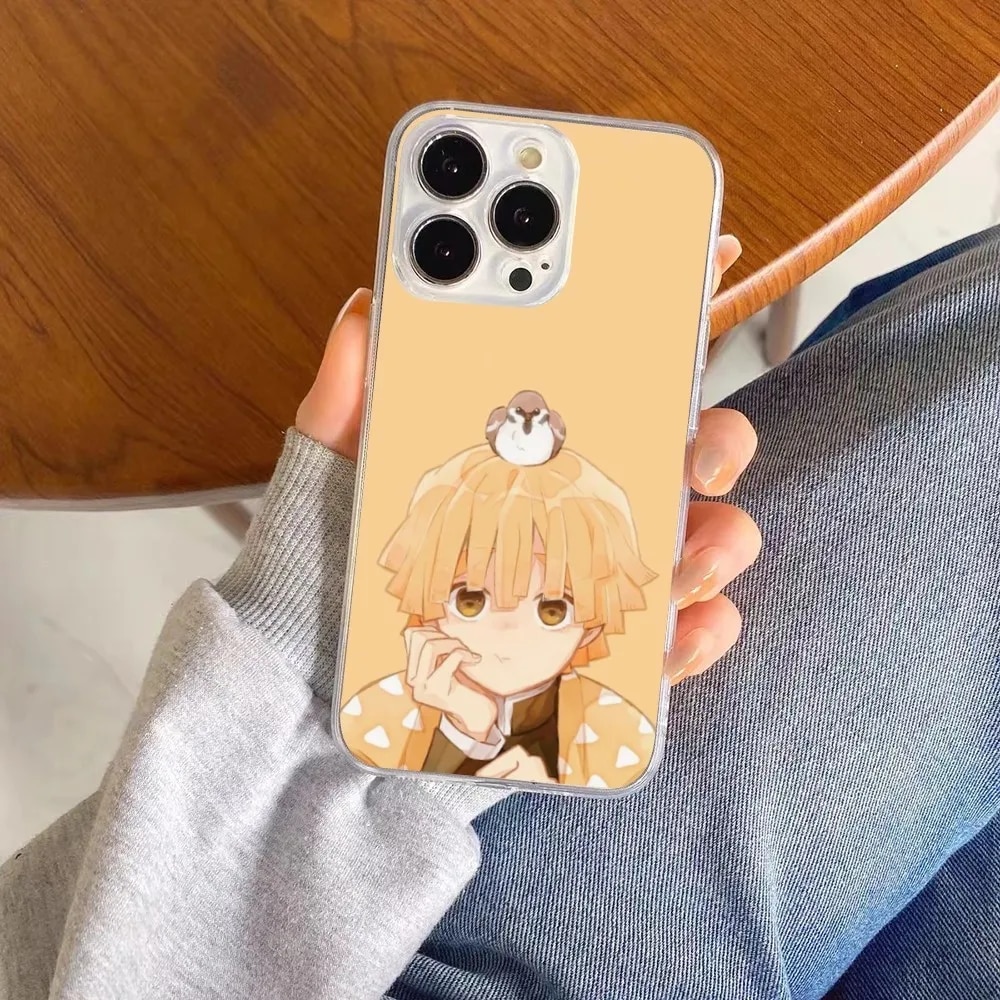 Demon Slayer Zenitsu Mobile Phone Case for iPhone 15 14 13 12 11 XS X 8 7 6 Plus Mini Pro Max SE 2022 Clear Phone Cover Funda. 