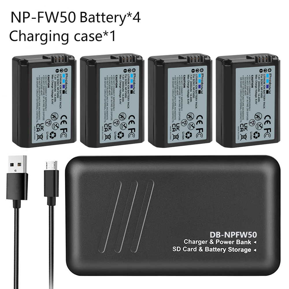 NP-FW50 Replacement Battery +Charger Case for Sony Alpha A6000 A6400 A6500 A6300 A6100 ZV-E10 A7 A7II A7RII A7SII A7S A7S2 A7R. 