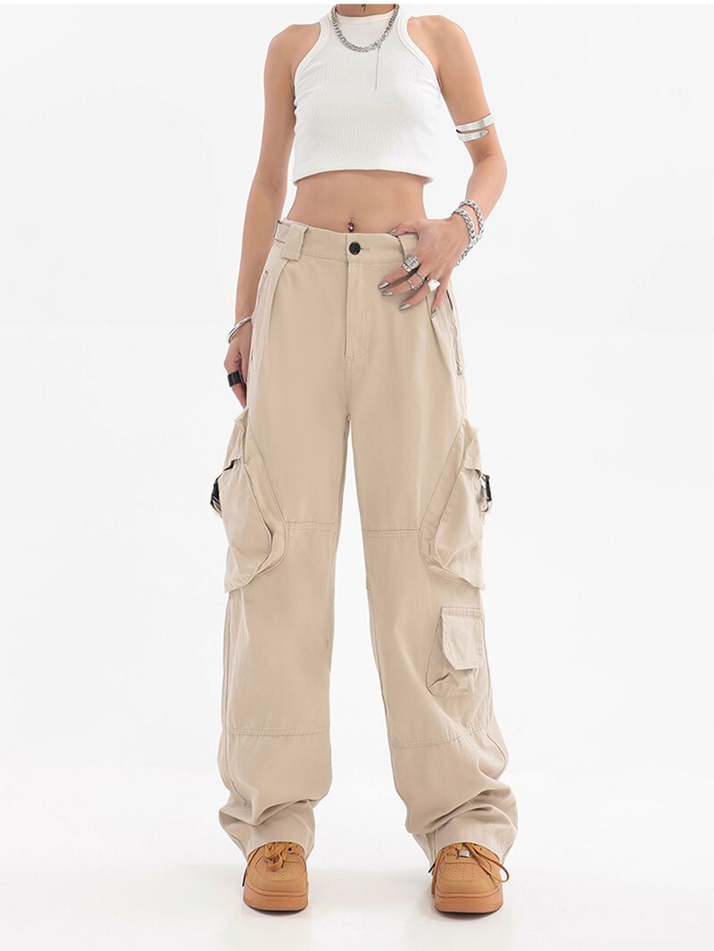 Vintage 90S Oversized Baggy Cargo Pants Women Fashion Low Waist Trousers Four Seasons Overalls Straight Jeans Women Fairycore. 