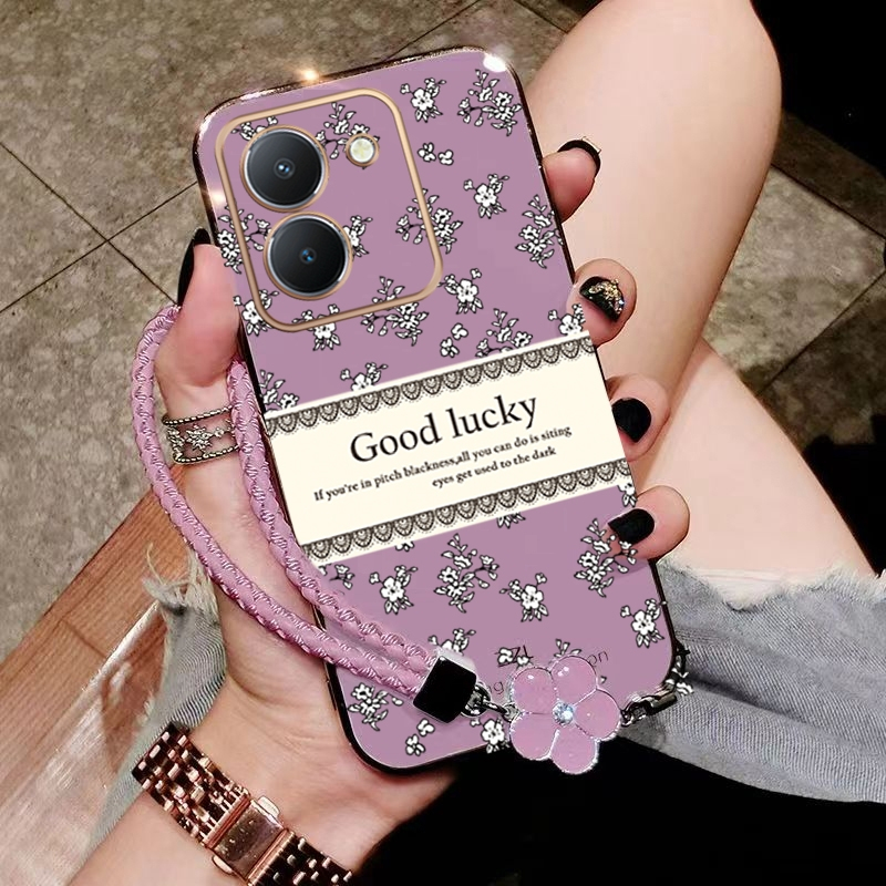 Casing Vivo Y03 4G Vivo Y03 5G 2023 Y18 4G phone case softcase silicone protector smooth cover new design aesthetic luxury retro bracelet for girl ddxybh01. 