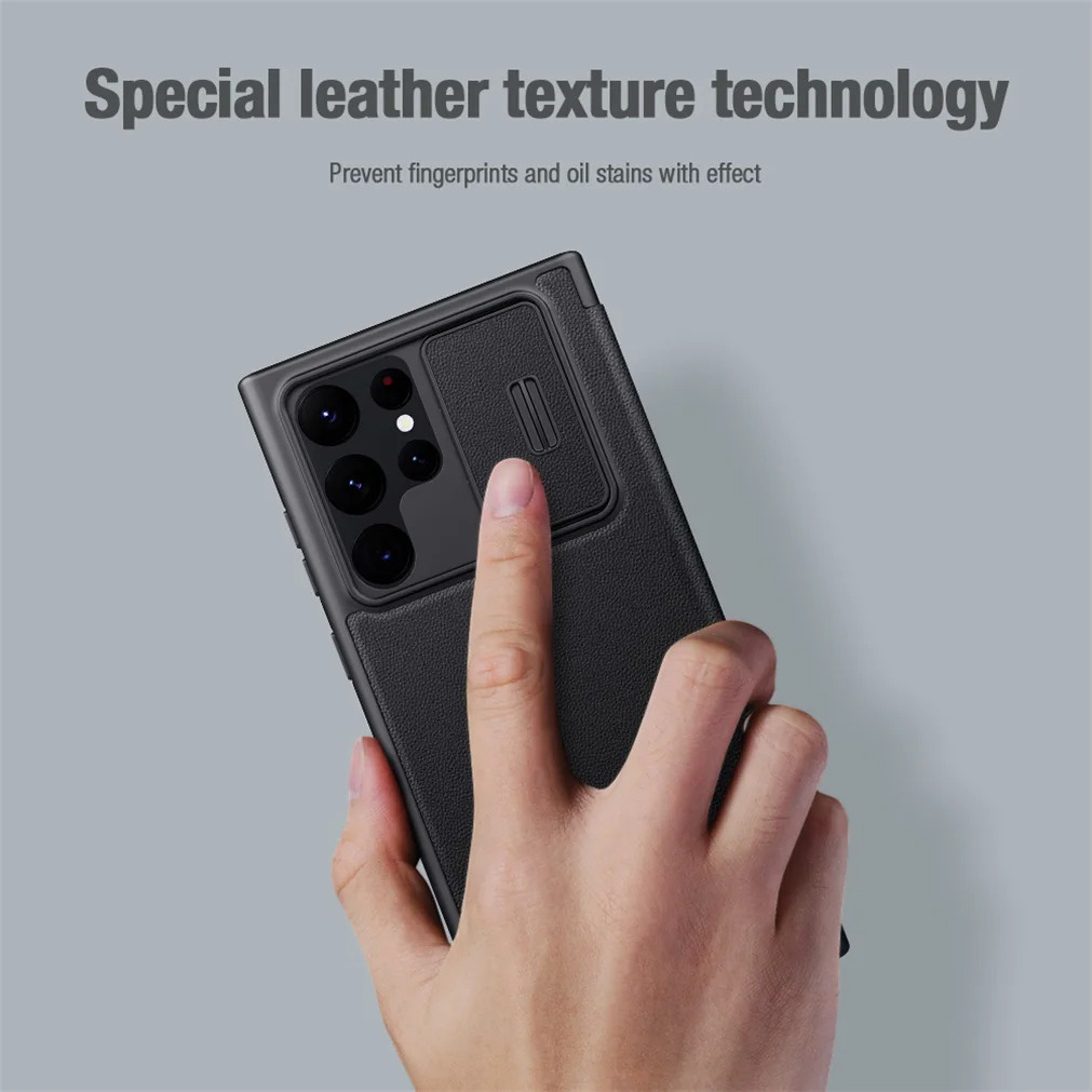 Flip Case For Samsung Galaxy S23 Ultra Nillkin Qin Pro Leather Cloth Card Pocket Slide Camera Book Lid For Samsung S23 S23+ Plus PCardiaCP. 