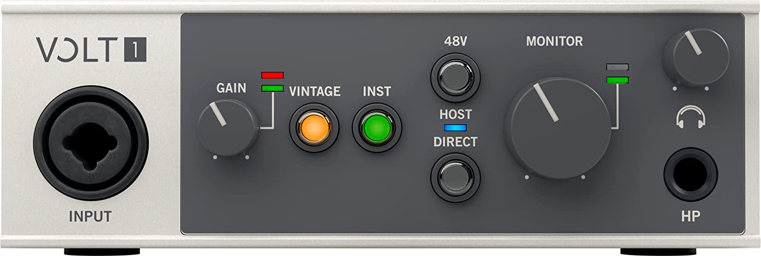 Universal Audio Volt 1 USB Audio Interface for recording, podcasting, and streaming with essential audio software
