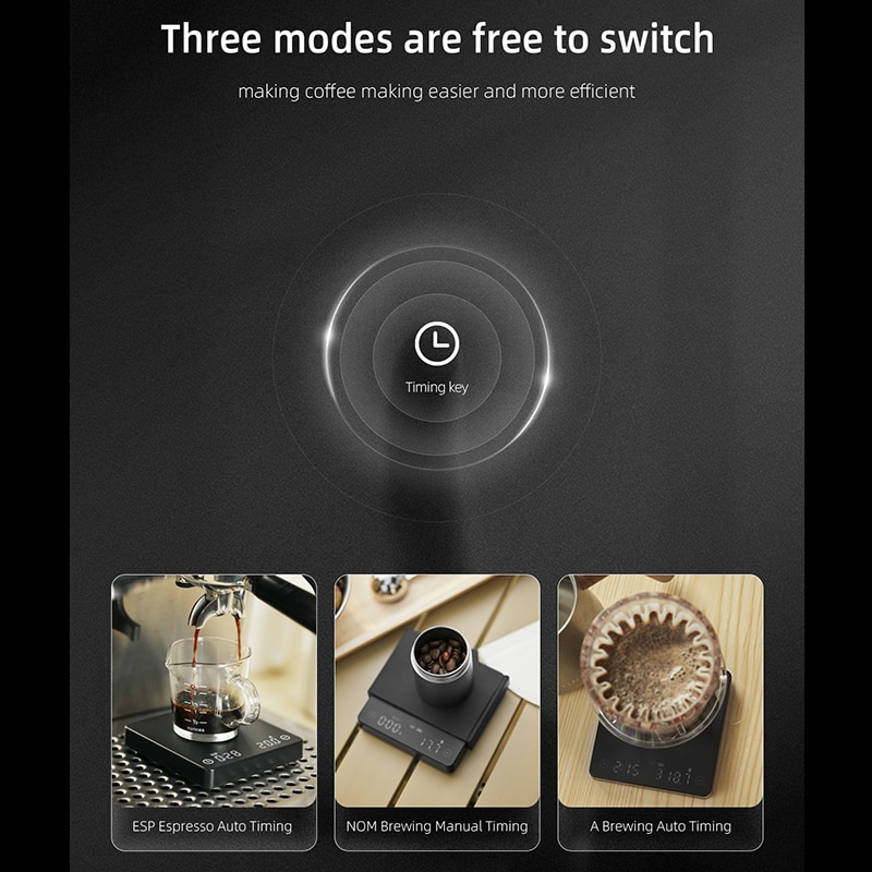 SearchPean Tiny2S Espresso Coffee Kitchen Scale Mini Smart Timer USB 2kg/0.1g g/oz/ml Send Pad Man Woman Gift. 