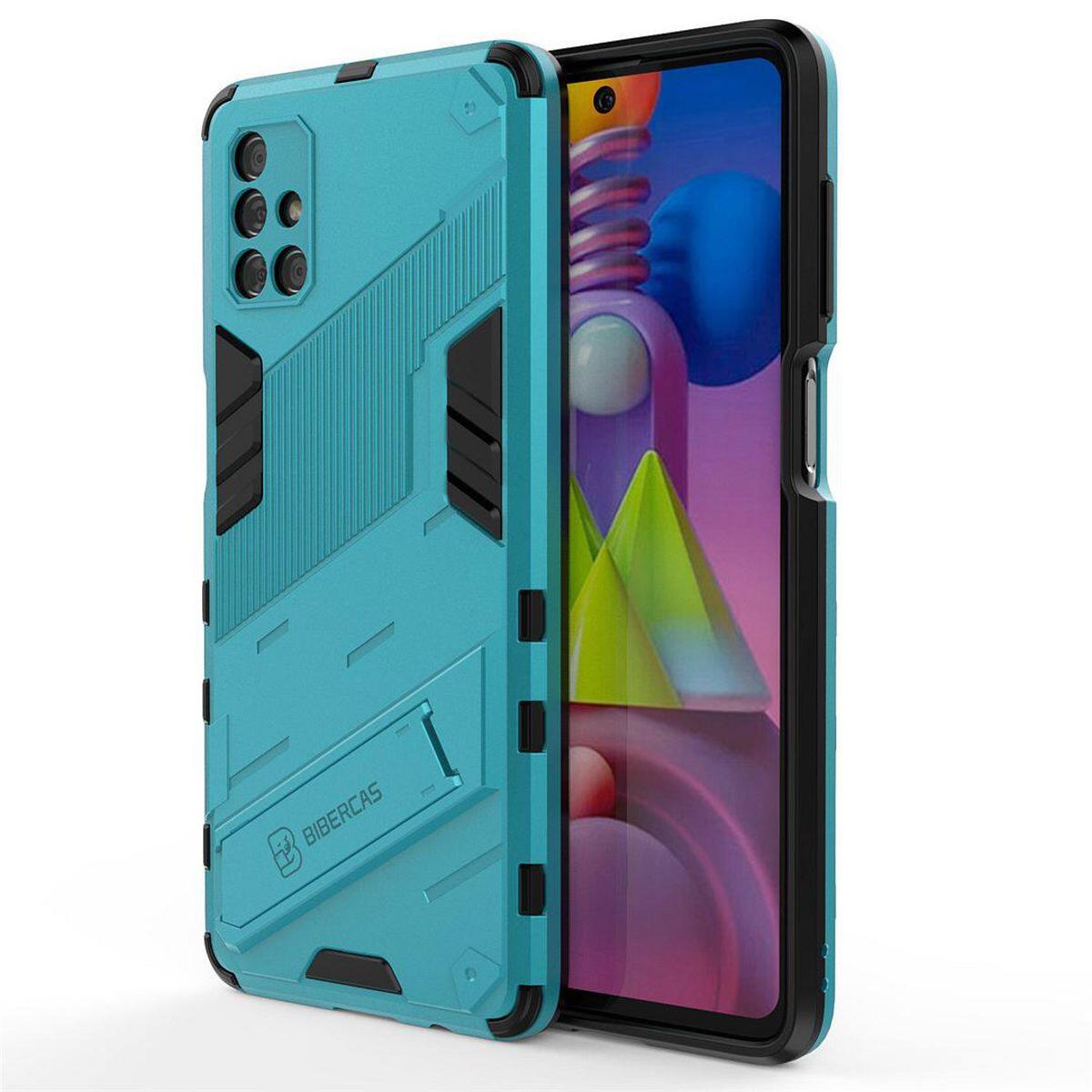 lthmy for Samsung Galaxy M51 (6.7 ) Armor TPU and PC Solid Color Stand Holder Kickstand Phone Casing Shockproof Buffer Cool Back Cover