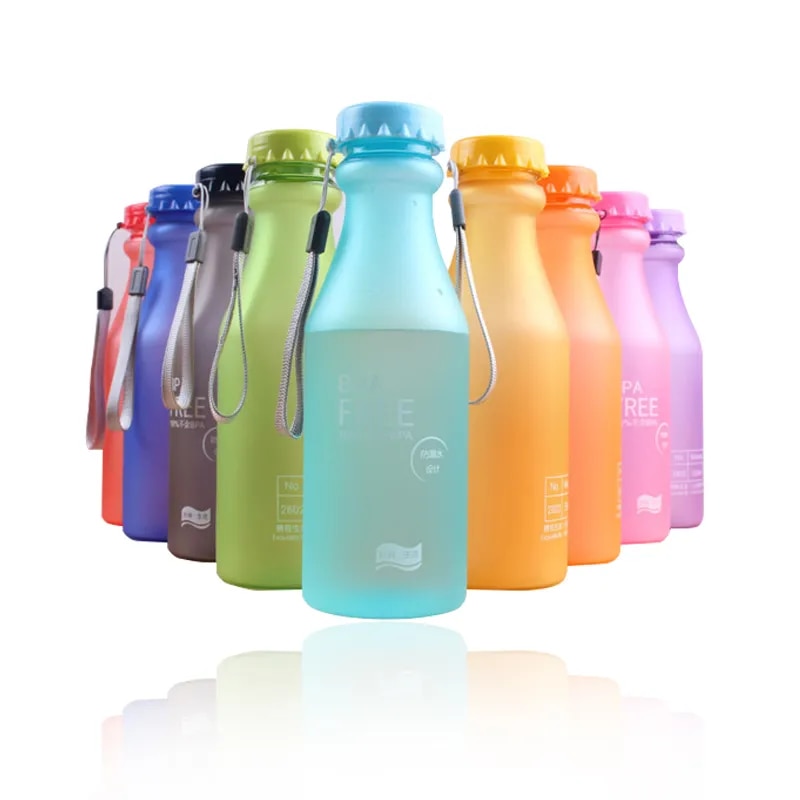 550ML BAP FREE Water Bottle Unbreakable Frosted Sport Kettle Drinking Bottle Outdoor Portable Leak-proof Water Bottle with Rope