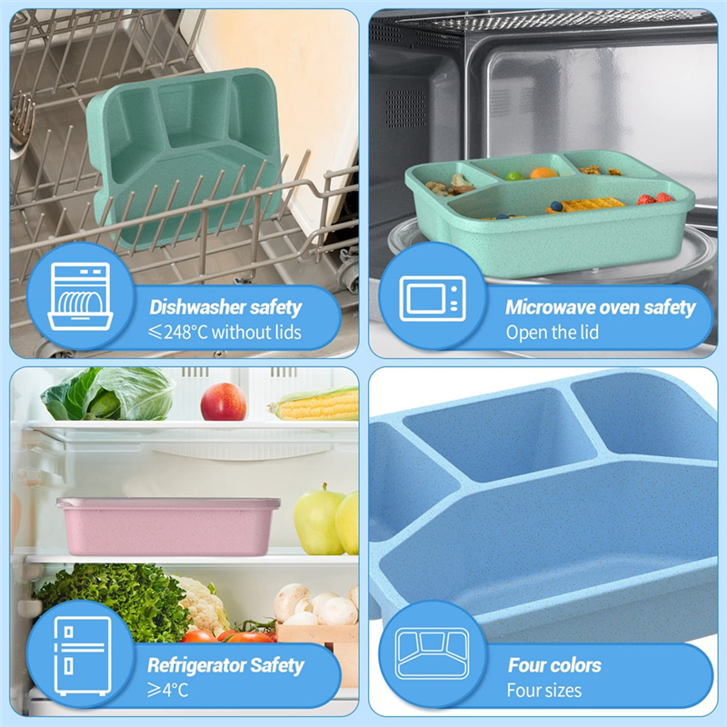Food Storage Containers 4-Compartment Meal Prep Container with Transparent Cover. 