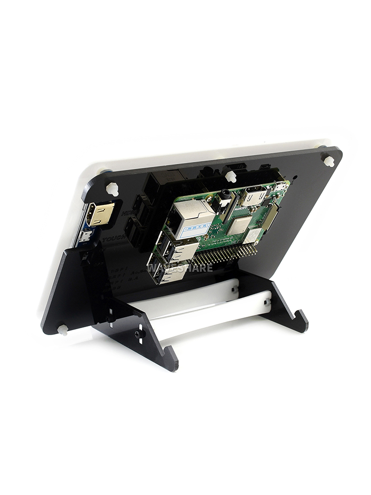 Micro Snow Raspberry Pi 5/4b/3b+7-inch display screen HDMI touch screen HDMI LCD with black and white shell. 