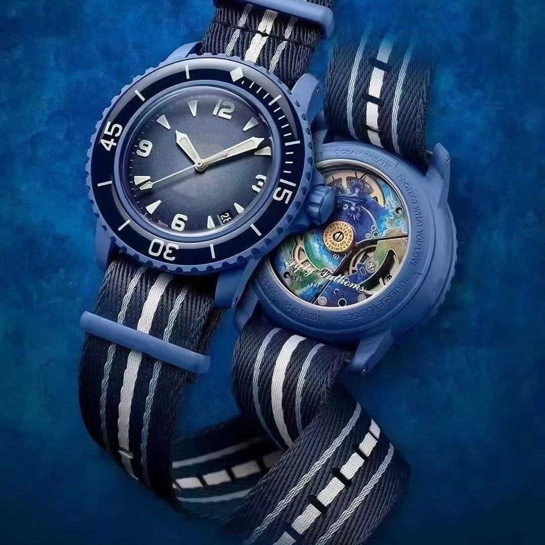 New cross-border BP Bobswatch joint X Swatch nylon with through bottom plastic imitation mechanical watch. 