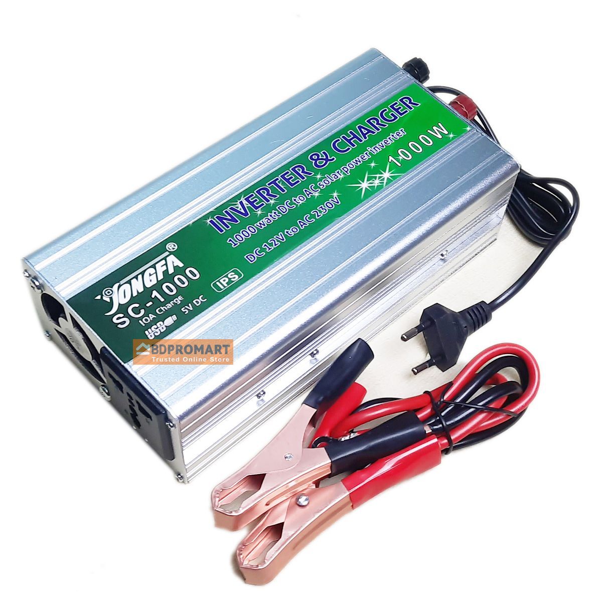 1000w IPS Machine With Battery Charger Full Automatic 1000 Watt DC 12V to AC 220V With 10Amps Battery Charger 4 in 1 (Real Output 600w)