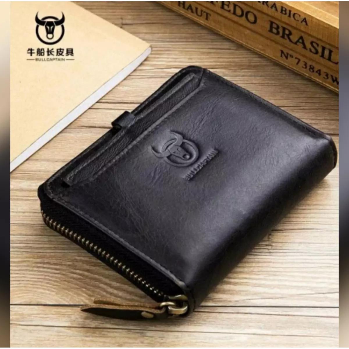 Bull Captain Round Zipper Leather Wallet For Men - Wallet -Long Wallet