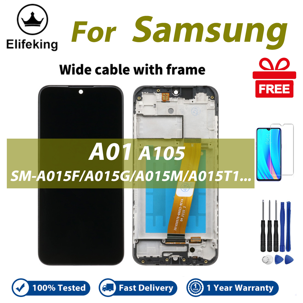 LCD With Frame For Samsung Galaxy A01 A015 A015F Black Wide Flex Display Touch Screen Digitizer Assembly Replacement Parts