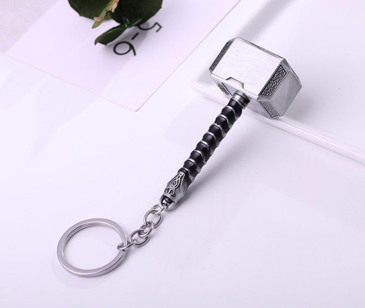 Thor Hammer Alloy Key Ring  Silver ST Metal