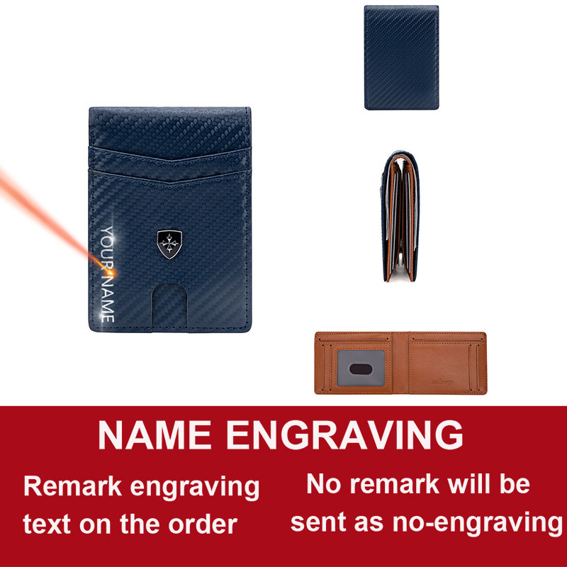 New Carbon Fiber Card Holders Men RFID Wallets Free Name Engraving Card Cover Male Purses Quality Photo Holder Men Money Clips