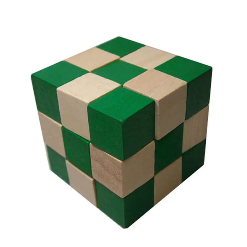 【Happy baby toy store】Sections Creative Cube Wooden Snake Ruler Magic Snake Twist Puzzle Selling Challenge IQ Brain Toys Classic Game