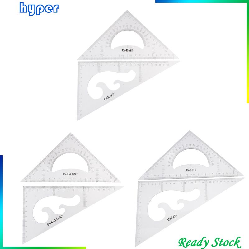 Pack of 2 Triangular Ruler Set, 30/60 and 45/90 Triangles, Set Squares, Geometry Ruler Precise Imperial Graduation Drafting Drawing Measuring Rulers. 