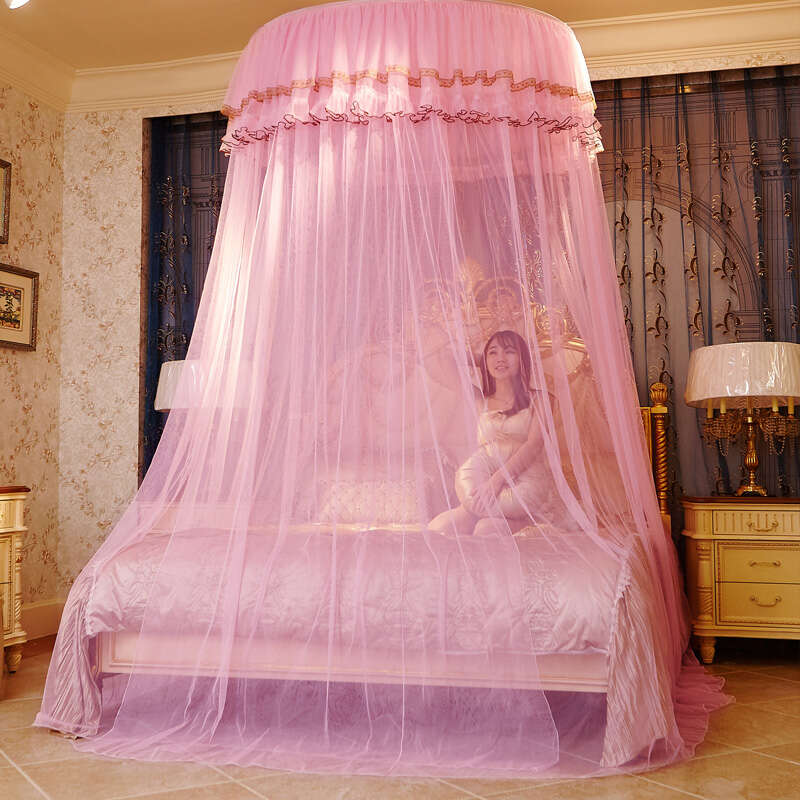 Dome suspended ceiling, floor to ceiling Korean style circular 1.5m princess double size 1.8m mosquito net, free of installation for household use. 