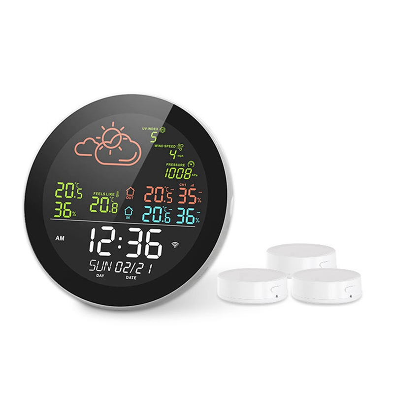 Tuya WIFI Weather Station Table Clock Outdoor Indoor Temperature Tester Weather Forecast Thermometer Hygrometer Easy to Use B