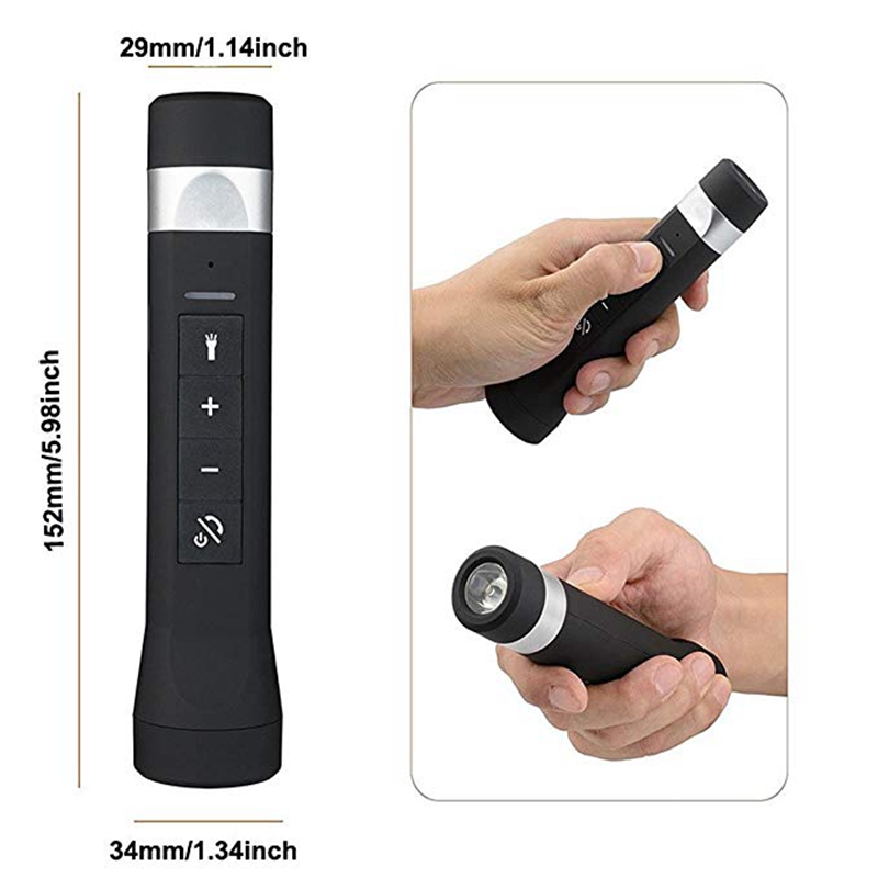 Portable Flashlight Speaker FM Radio Power Bank TF Card Play Bluetooth Music Player LED Torch With Holder 1200mAh Battery. 