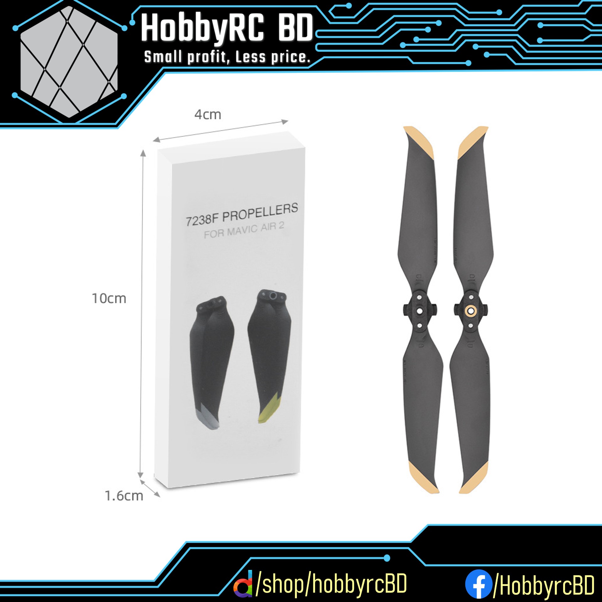 DJI Mavic Air 2/2S Replacement Low-Noise Quick-Release Propeller 7238F (1 Pair)